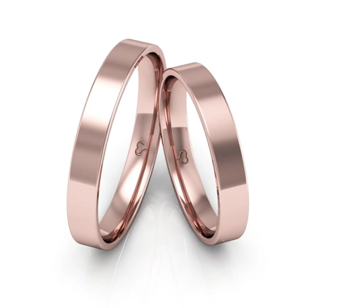 Par de Alian�as Flat 10mm Douradas em Ouro 10K e 18K - Alian�as Divinas